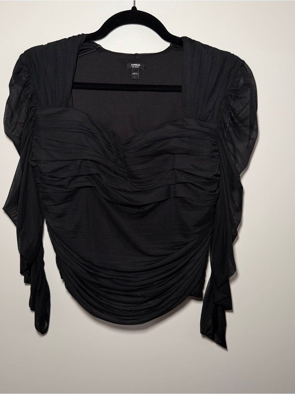 Express Top With Sheer Sleeves Size L